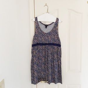 H&M Navy & Pink Floral Print Empire Waist Dress